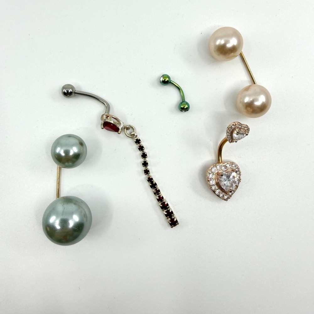 Lot of 5 Trendy Dangle Belly Button Rings Aesthetic Navel Piercings